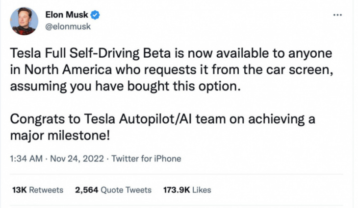 tesla's full self-driving beta made available to owners