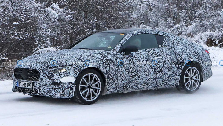 mercedes-benz cle-class spy shots show coupe with plug-in powertrain