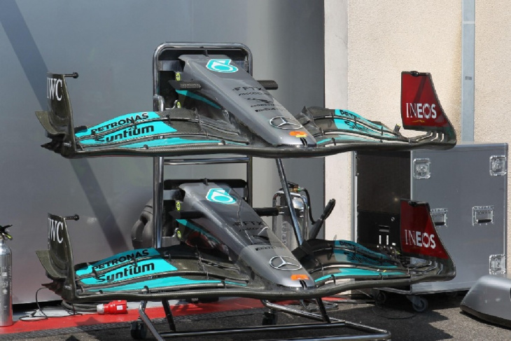 mercedes style front wing gets banned by fia after complaints