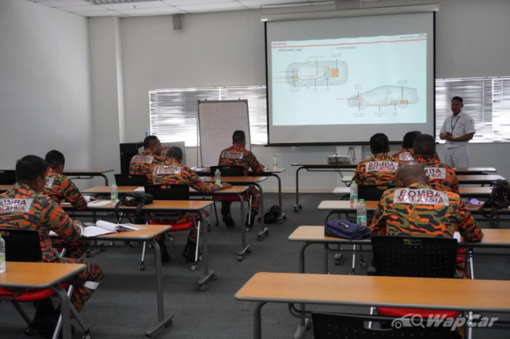 honda malaysia shares knowledge with abang bomba on responding to hybrid car accidents