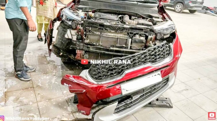 kia sonet repaired for free after it was crashed by dealer staff