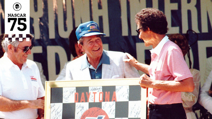 ronald reagan becomes first sitting president to attend nascar race
