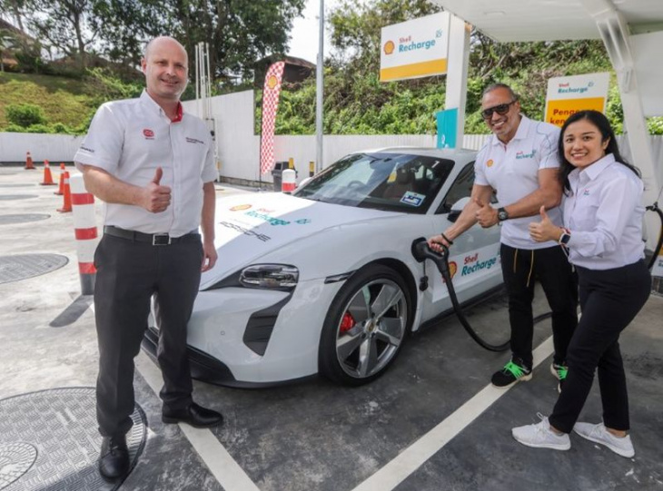 shell and porsche show 180kw fast chargers from jb to ipoh banish range anxiety