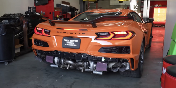 watch the world's first twin-turbo c8 corvette z06 launch and accelerate