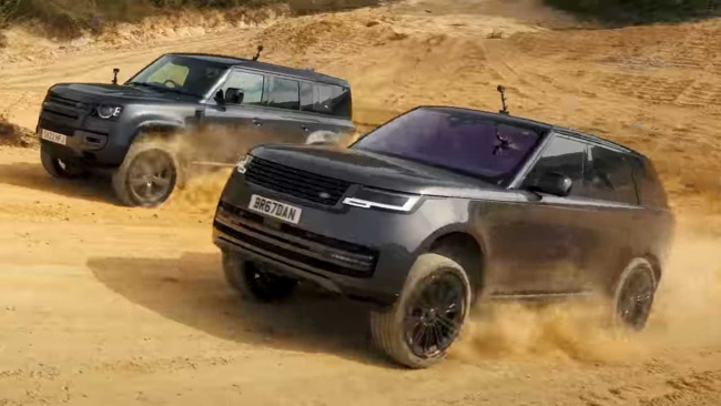 Land Rover Range Rover battles Defender in off-road contests.