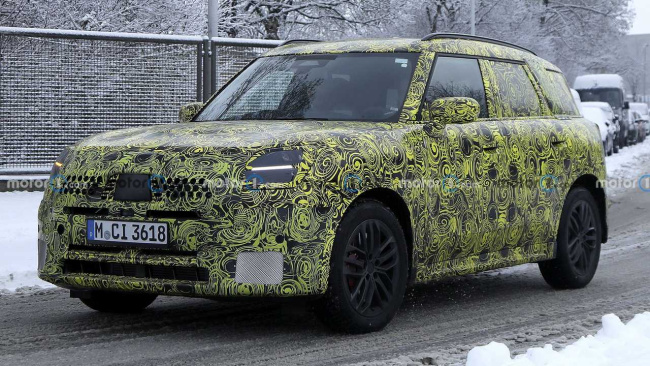 mini countryman spied looking production ready behind yellow camo