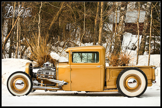 1931 Golden Ford Pickup Truck, 1930s Cars, ford, old ford truck, pickup truck, white wall tires