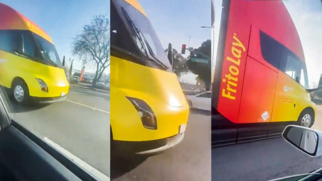 frito-lay’s tesla semi spotted on the road sounding like the future