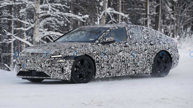 audi a6 e-tron spied showing production lights in winter testing