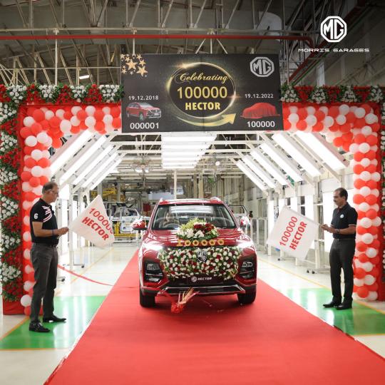 1,00,000th MG Hector SUV rolls off the production line in India, Indian, Sales & Analysis, Hector, MG Hector, Milestone