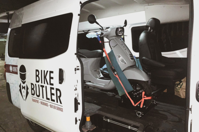 bike butler, drunk driving, motorcycle towing, too drunk to ride? this 'motorcycle taxi' will take you home safely