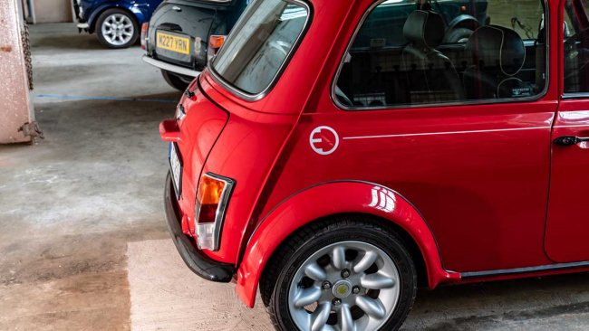 original mini hatchback recharged with an electric conversion kit