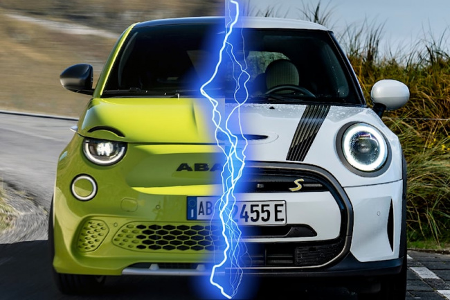 electric vehicles, ev hot hatch comparison: abarth 500e vs. mini cooper electric