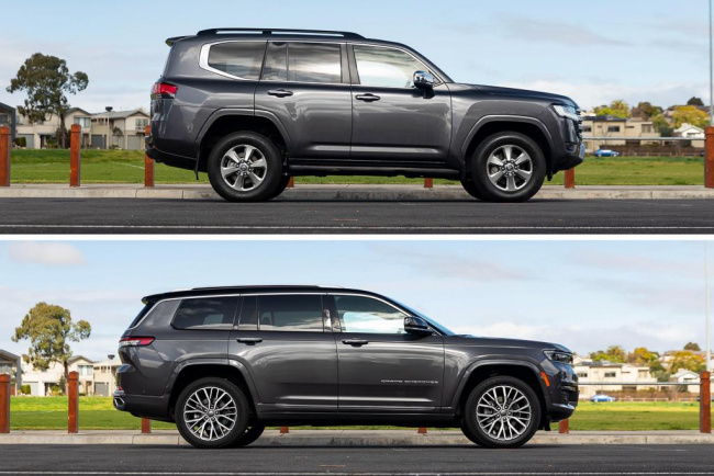 toyota, landcruiser, jeep, grand cherokee, car reviews, car comparisons, 4x4 offroad cars, adventure cars, toyota landcruiser v jeep grand cherokee l 2022 comparison