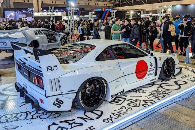 tuning, tokyo auto salon, supercars, design, liberty walk ferrari f40 revealed with chopped-up fenders and disdain for tradition