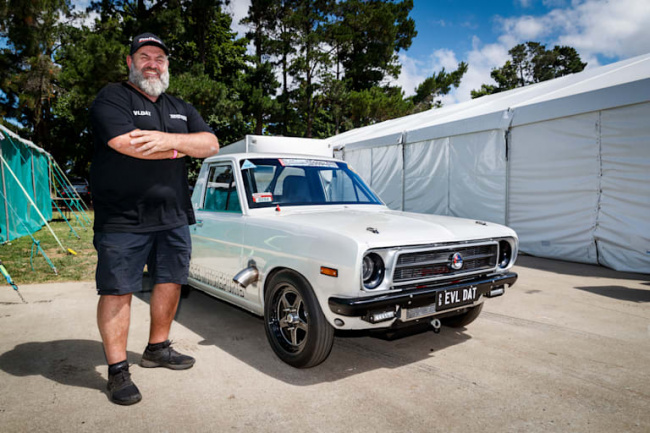 datsun 1200 ute with twin-turbo viper v10 swap debuted at summernats 35