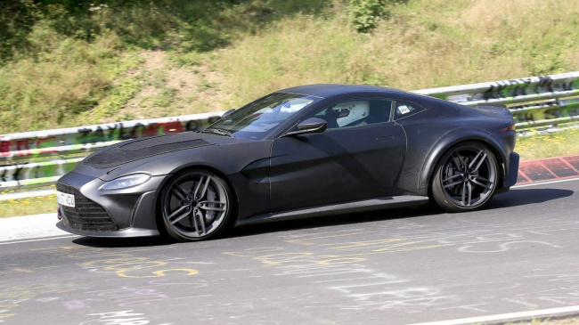 aston martin vantage rs v12 spied flexing its muscles around nürburgring