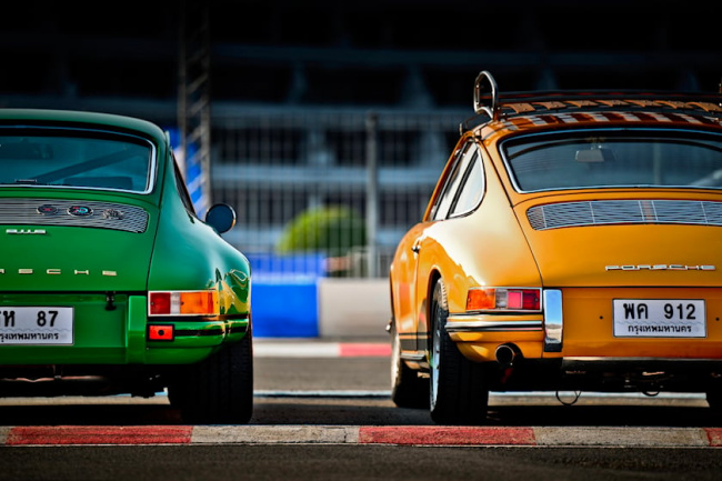 sports cars, luxury, bangkok's air-cooled porsche extravaganza is a candy colored dream