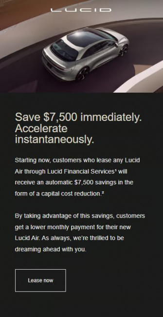 lucid reservation holders report $7.5k discount for air sedan leases