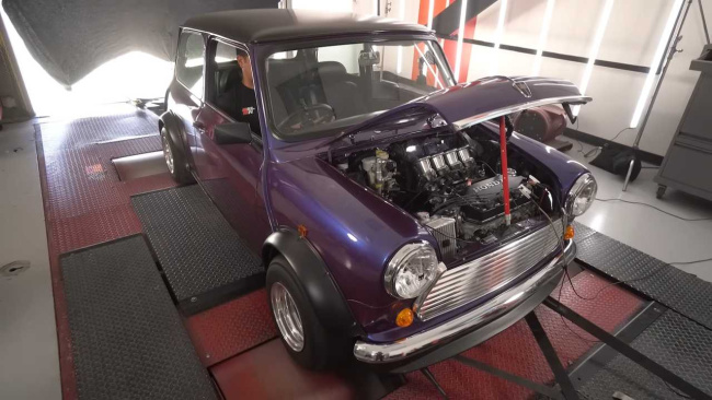 This 1971 Mini Cooper hides a Honda engine under the hood.