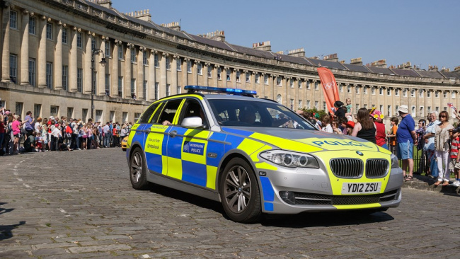 BMW police car front three quarter