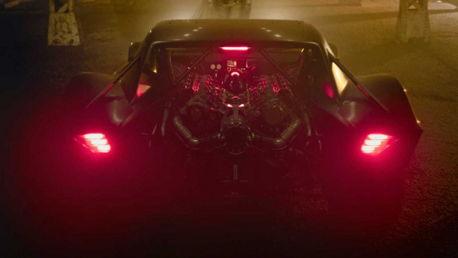charger, movie cars, what engione was under the 2022 batmobile’s hood(s)?