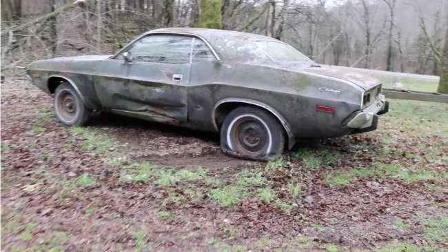 abandoned dodge challenger rescued after 35 years (video)