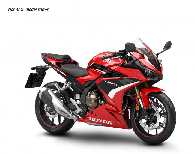 The 2023 Honda CBR500R in Grand Prix Red will be available at dealerships in February.