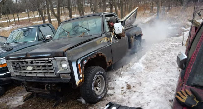 news, trucks, american, muscle, newsletter, handpicked, sports, classic, client, modern classic, europe, features, luxury, celebrity, off-road, exotic, asian, rough 1976 chevy k10 runs after sitting in a barn