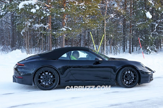spy shots, sports cars, porsche 911 carrera convertible and coupe reveal more production elements