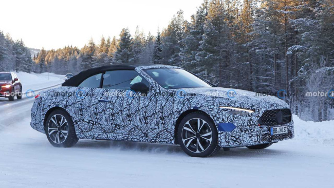 mercedes-benz cle-class convertible spied testing in the snow