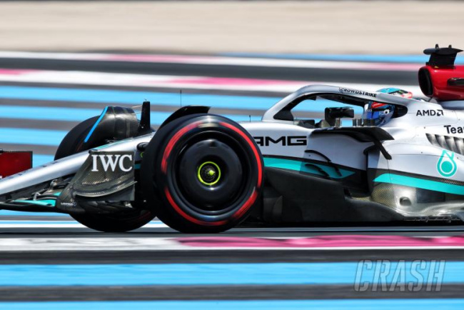 george russell returns to track action with unfavoured mercedes w13 in pirelli test
