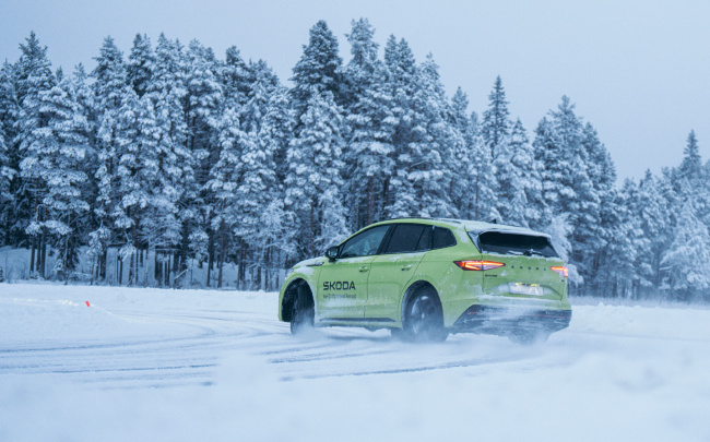 drifting, electric cars, enyaq iv, guinness world records, ice driving, skoda, watch: skoda slides into record books with 4.6-mile drift on ice