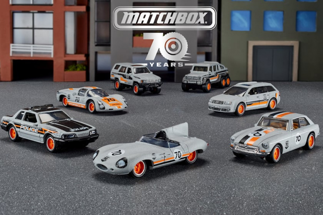 sports cars, offbeat, electric vehicles, limited edition 70th anniversary matchbox cars given green edge to iconic rides