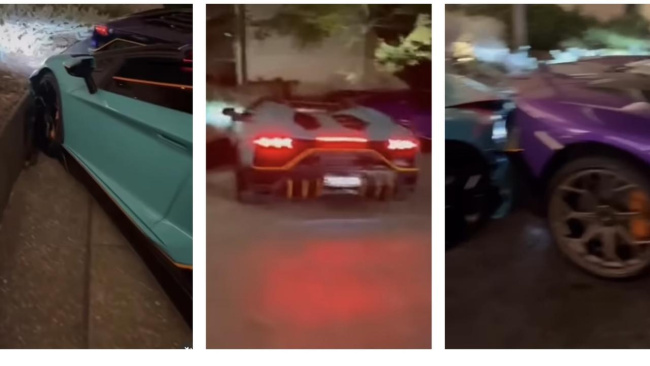 Two Lamborghinis were damaged at Crown Perth during a parking accident. Picture: Instagram / Craigjonesbjj, Technology, Motoring, Motoring News, Aussie valet smashes two Lamborghinis at Crown Perth