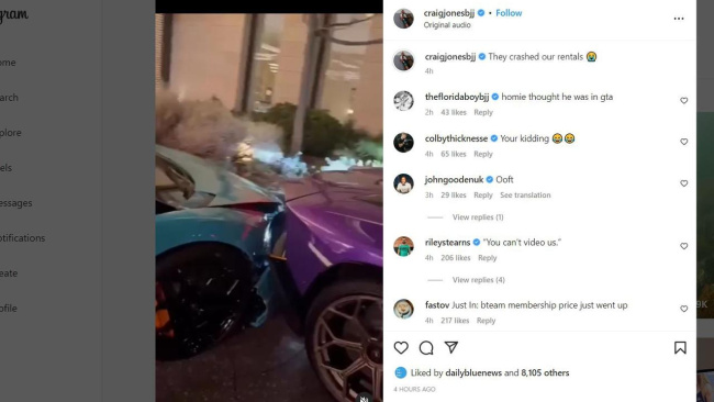 The crash has attracted attention on social media. Picture: Instagram / Craigjonesbjj, The exotic cars appeared to suffer superficial damage. Picture: Instagram / Craigjonesbjj, Two Lamborghinis were damaged at Crown Perth during a parking accident. Picture: Instagram / Craigjonesbjj, Technology, Motoring, Motoring News, Aussie valet smashes two Lamborghinis at Crown Perth