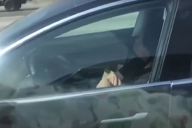 video, technology, new video surfaces of tesla driver sleeping while on freeway