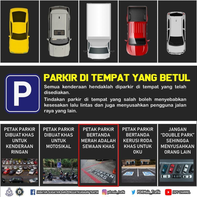 auto news, jabatan siasatan dan penguatkuasaan trafik pdrm, cop parking, jpj, parking malaysia, pdrm reminds us to no 'cop' parking