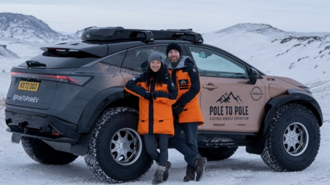 ariya, nissan, small midsize and large suv models, couple drives nissan ariya from pole to pole in the ultimate ev overland test