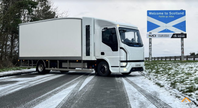 commercial, air quality, manufacturing, tevva hydrogen-electric truck covers 350 miles in winter range test