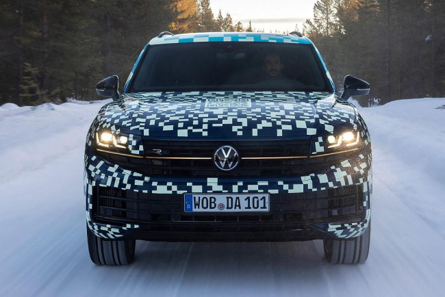 volkswagen, touareg, car news, adventure cars, family cars, next volkswagen touareg shown testing in the snow
