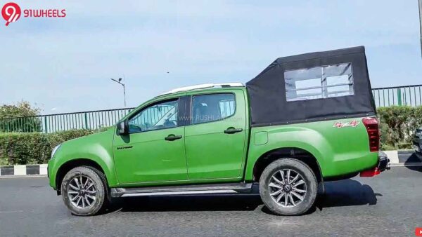 isuzu v cross 4x4 for indian army?  spied in green colour, with soft canopy