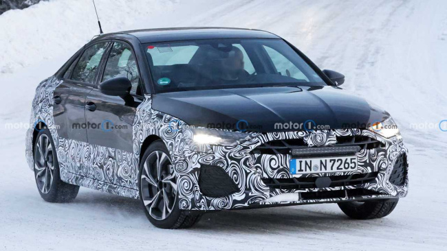 audi a3 sedan spied cold-weather testing with tweaked taillights