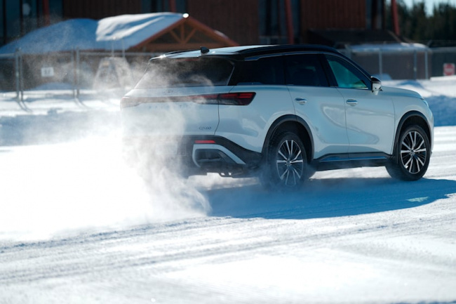 off-road, offbeat, ice driving (and drifting) with infiniti proved the value of snow mode and proper tires