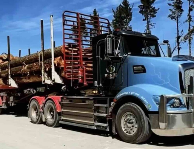 electric logging truck with swappable batteries begins work in south australia