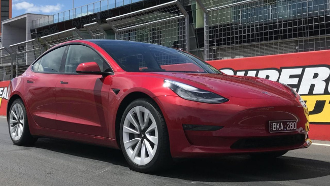 Number three on the charts: Tesla’s Model 3 is proving a hit with buyers. Picture: David McCowen., Technology, Motoring, Motoring News, Electric vehicles and Chinese cars enjoying a sales boom