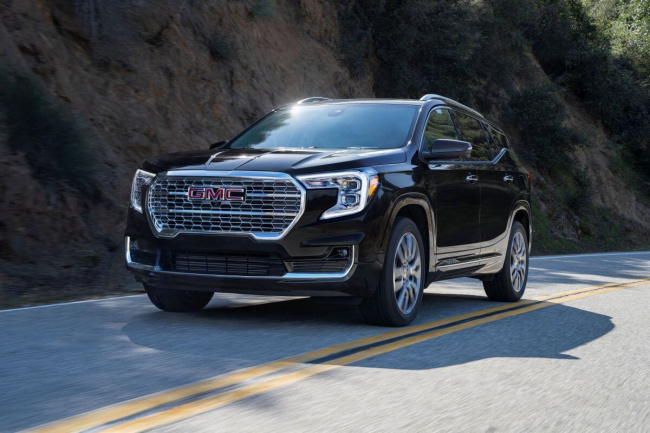car shopping, small midsize and large suv models, terrain, how much does a fully loaded 2023 gmc terrain cost?