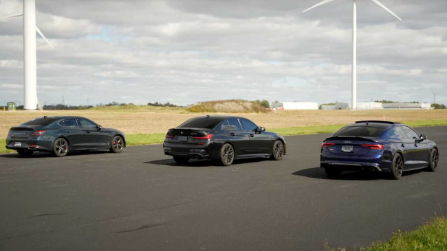 Stock BMW M340i Face Tuned Genesis G70 3.3T, Audi S5 In Drag Race