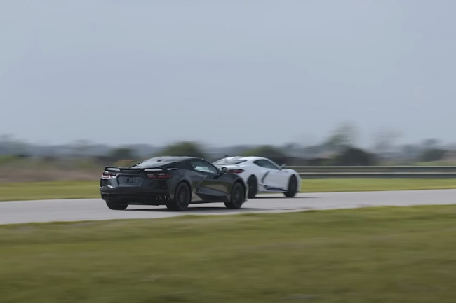 video, supercars, muscle cars, chevy c8 corvette gets humiliated by hennessey's supercharged h700