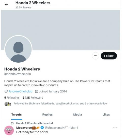 Honda Motorcycles & Scooter India Twitter account hacked, Indian, 2-Wheels, Honda 2-Wheelers, Twitter